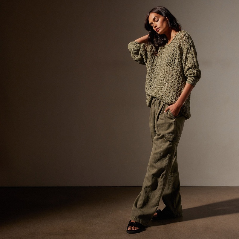 Cotton Linen Twill Pleated Cargo – Trooper Pigment