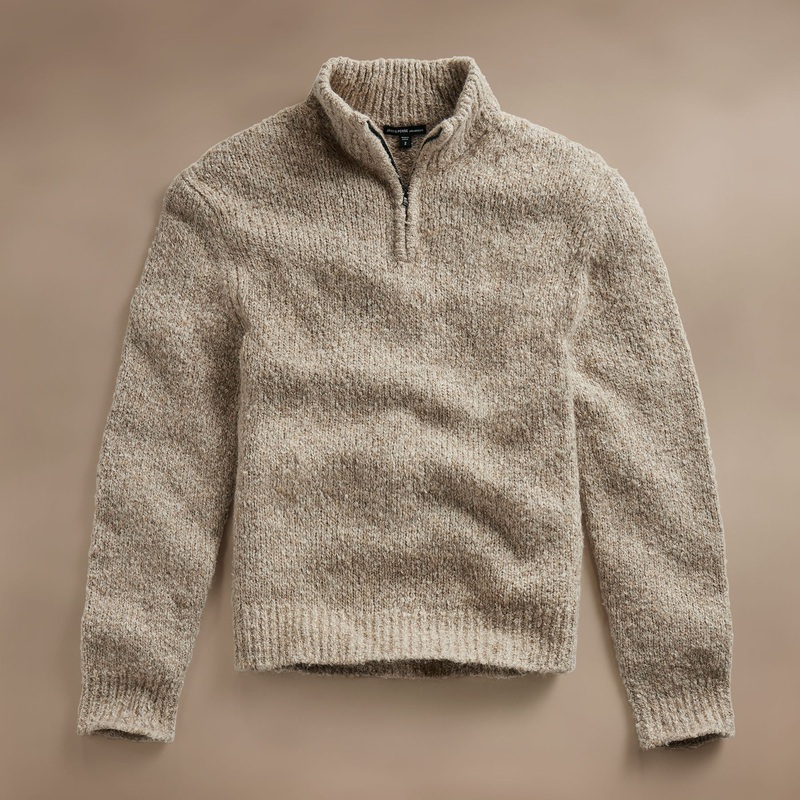 Cotton Wool Blend Chunky Half Zip – Stone