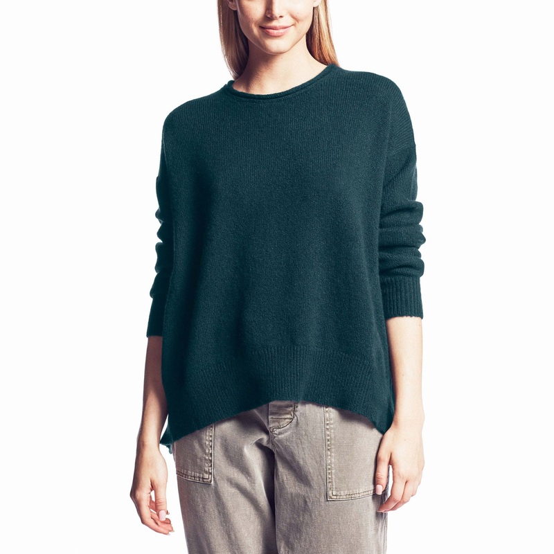 Lightweight Textured Cashmere Crew – Seaweed