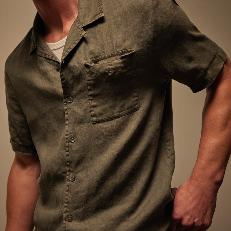 Linen Short Sleeve Pocket Shirt – Palm Pigment