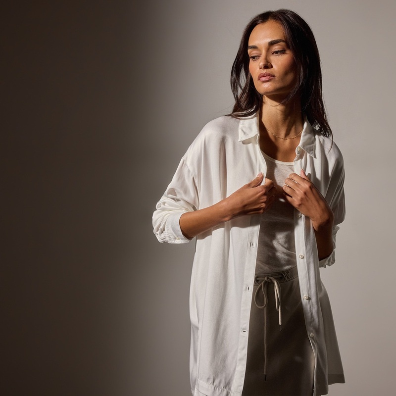 Satin Oversized Shirt – White