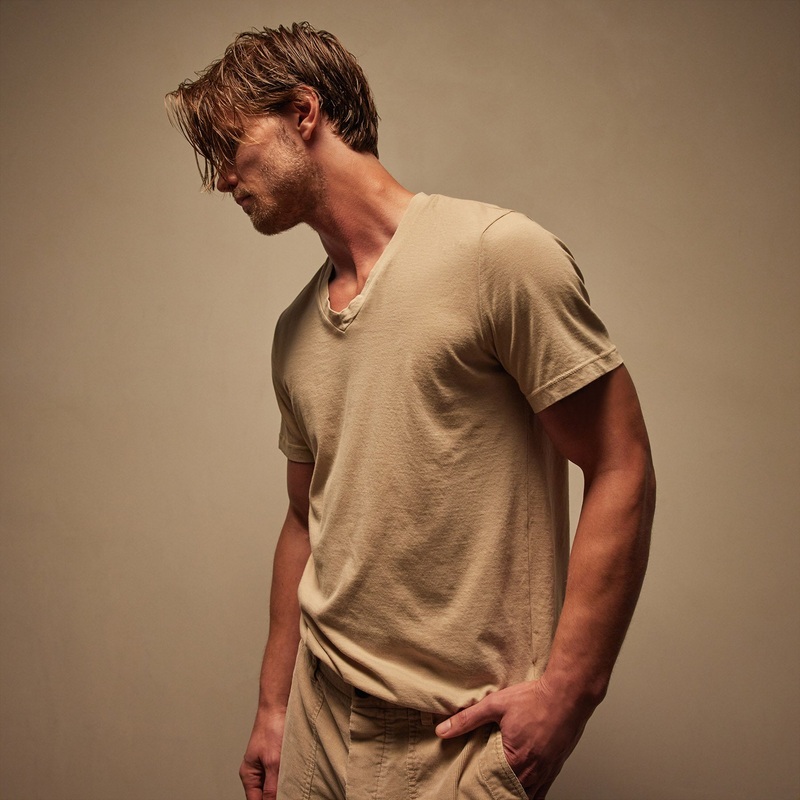 Short Sleeve V Neck – Sand Dune Pigment