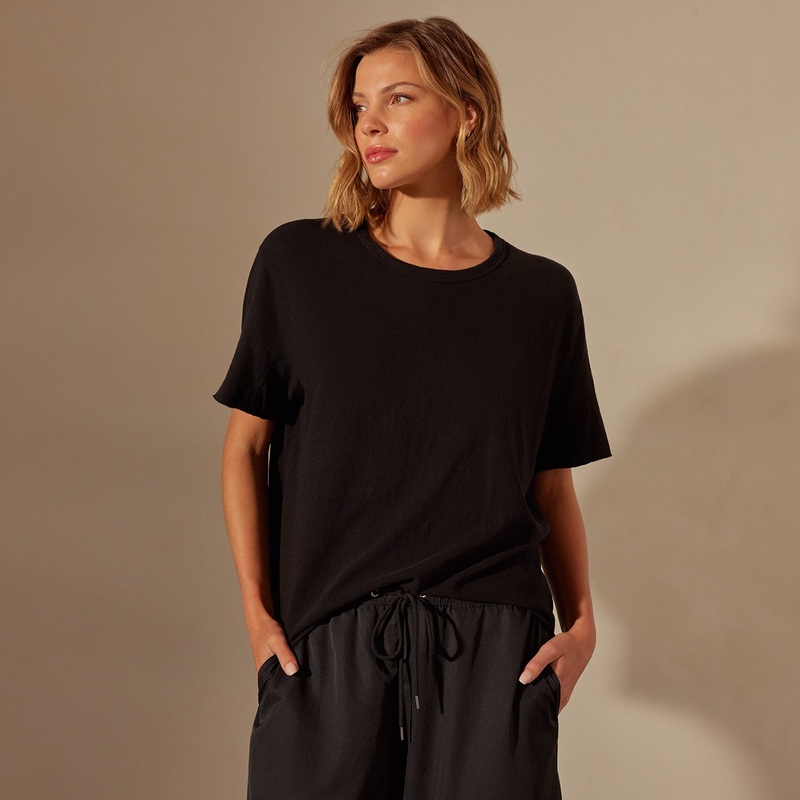 Slub Jersey Boxy Tee – Black