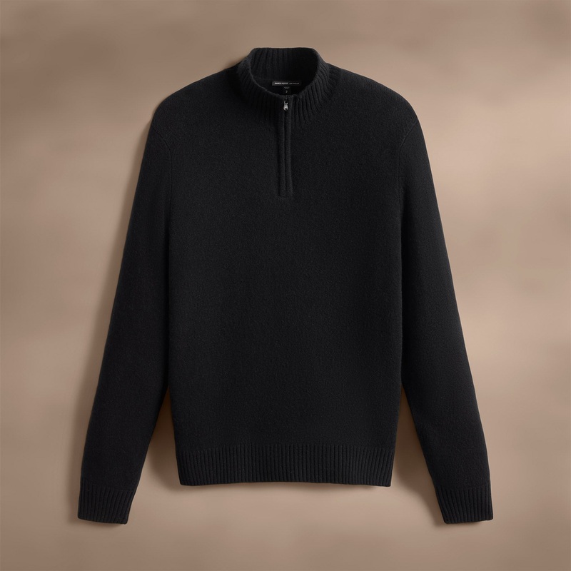 Cashmere Half Zip – Black