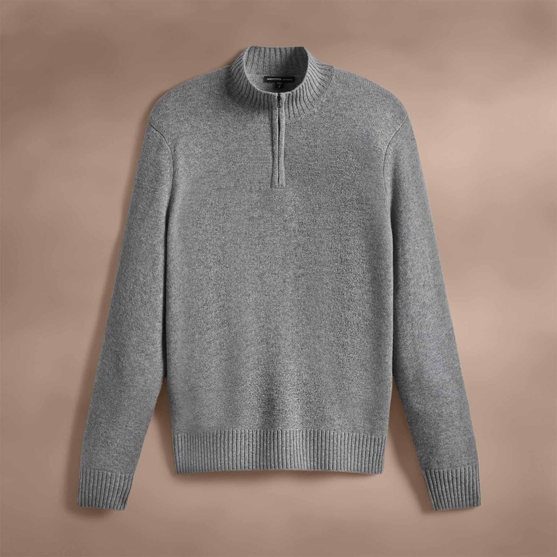 Cashmere Half Zip – Heather Grey