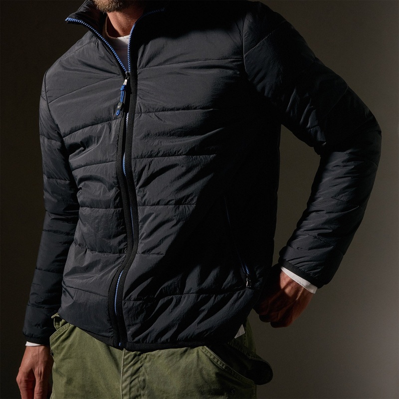 Contrast Zip Insulated Jacket – Black/Black/Blue