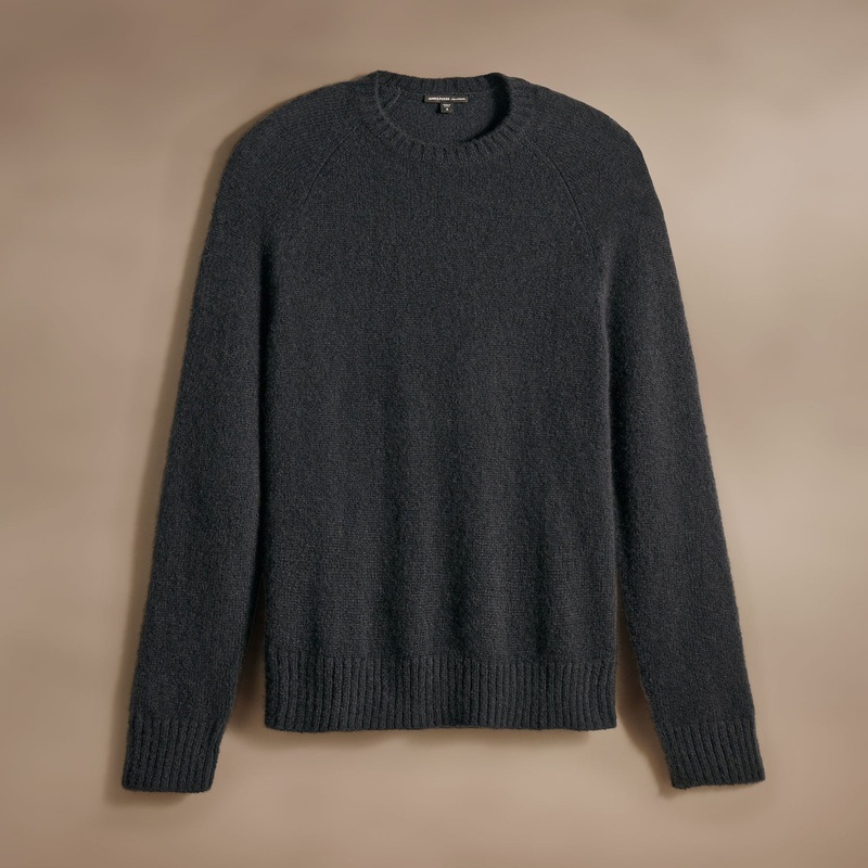Lightweight Textured Cashmere Crew – Black