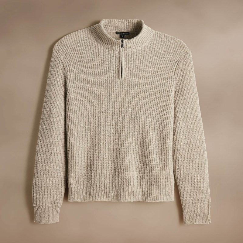 Lightweight Textured Cashmere Waffle Half Zip – Hazel