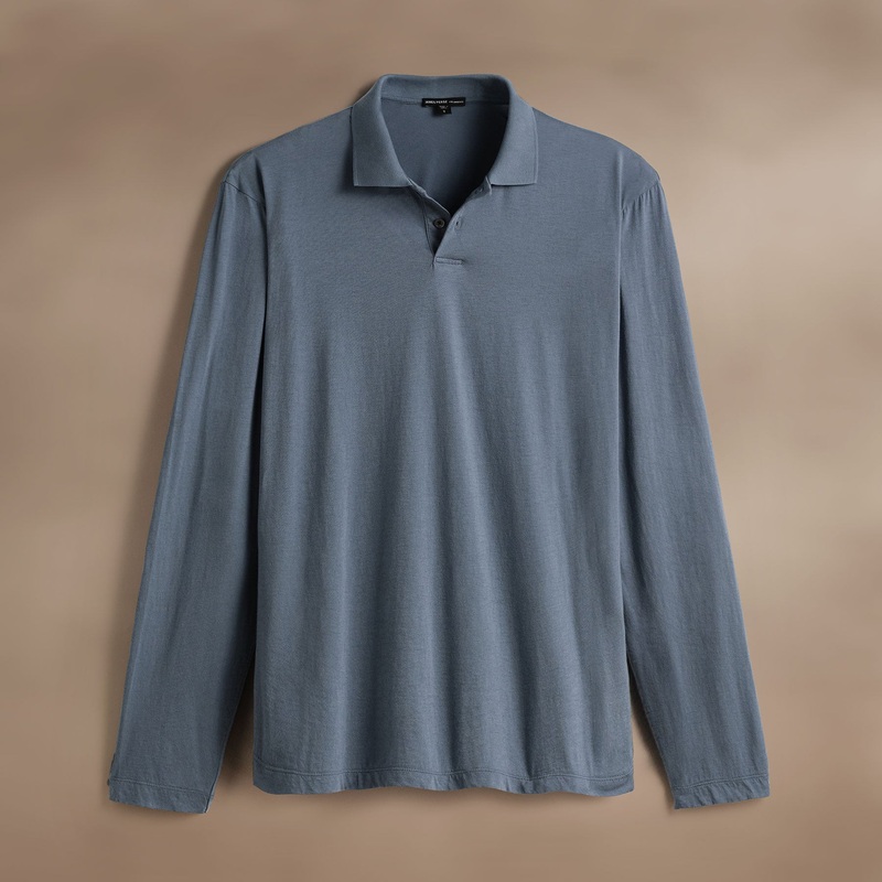Luxe Lotus Jersey Long Sleeve Polo – Cascade