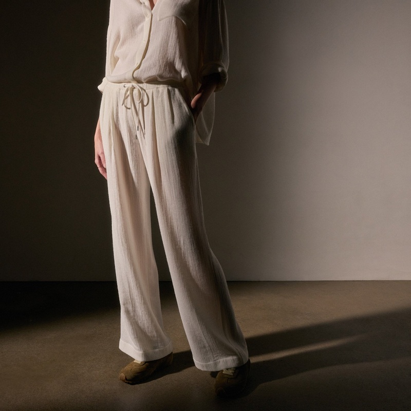 Pleated Wool Blend Pant – Ivory