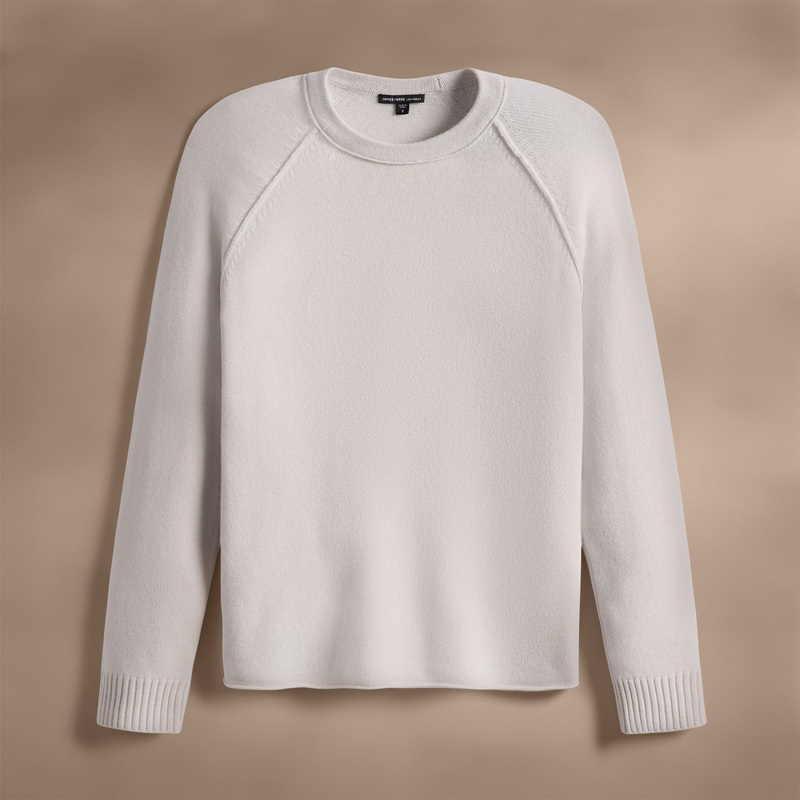 Recycled Cashmere Raglan Crew – Pearl