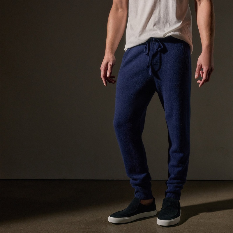 Recycled Cashmere Track Pant with Pockets – Royal Blue