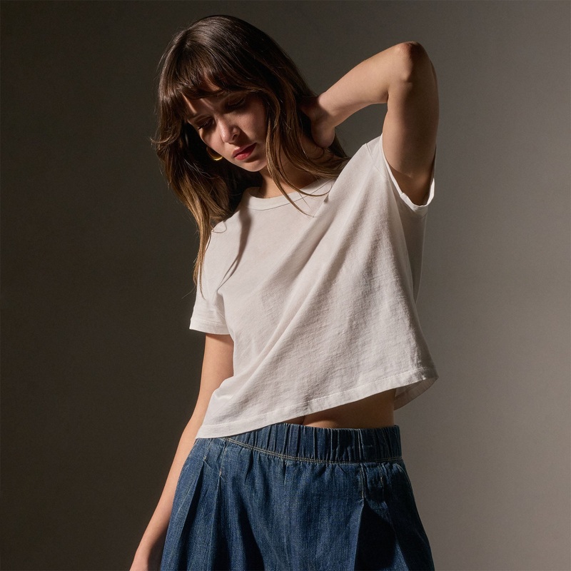 Brushed Elevated Jersey Short Sleeve Tee – White
