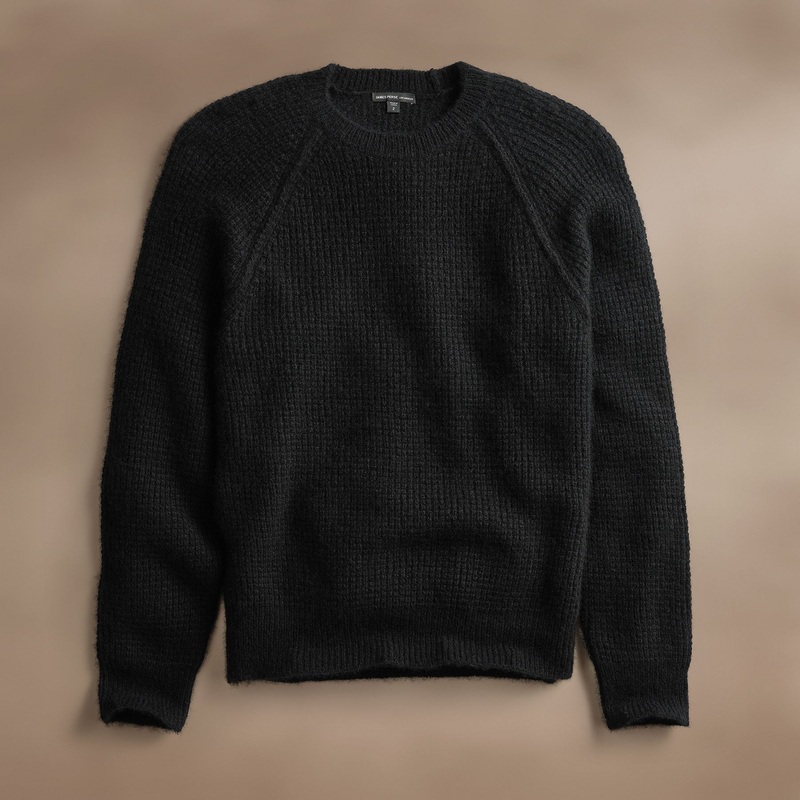Cashmere Knit Raglan Crew – True Black