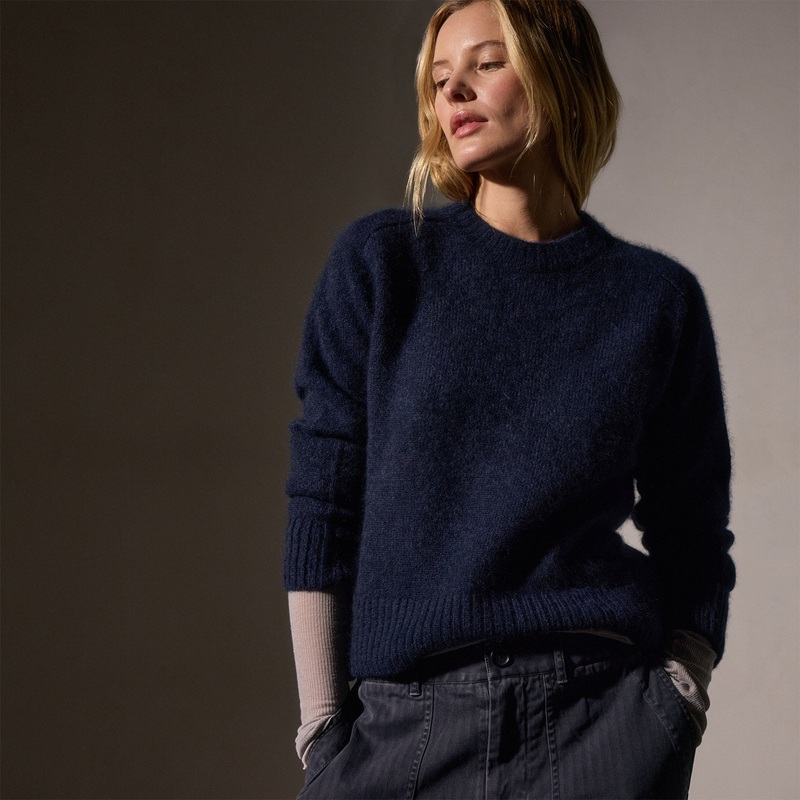 Cashmere Saddle Shoulder Crew Neck – Deep Navy