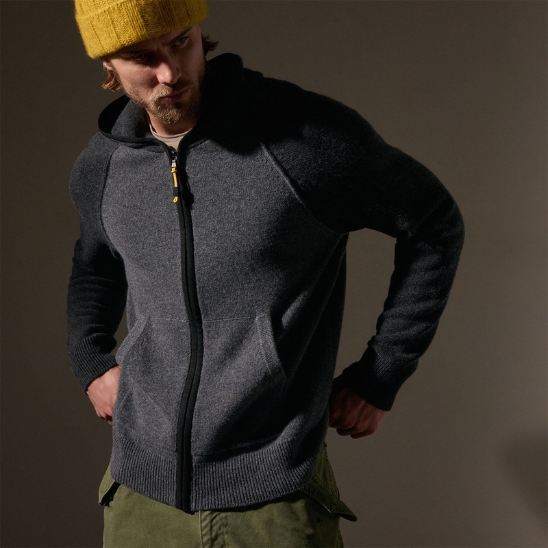 Cashmere Track Jacket – Flannel/Coal