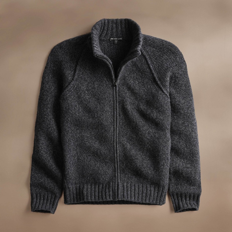 Chunky Cashmere Zip Up – Charcoal Marl