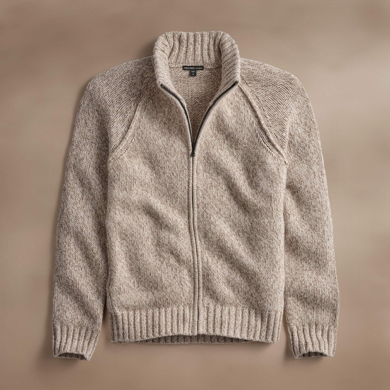 Chunky Cashmere Zip Up – Stone Marl
