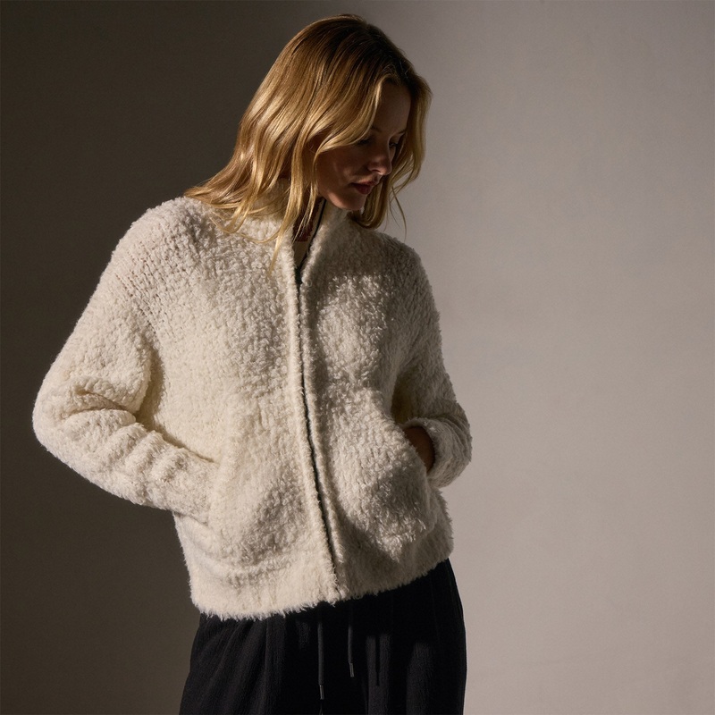 Cloud Knit Cashmere Zip Up – Ivory