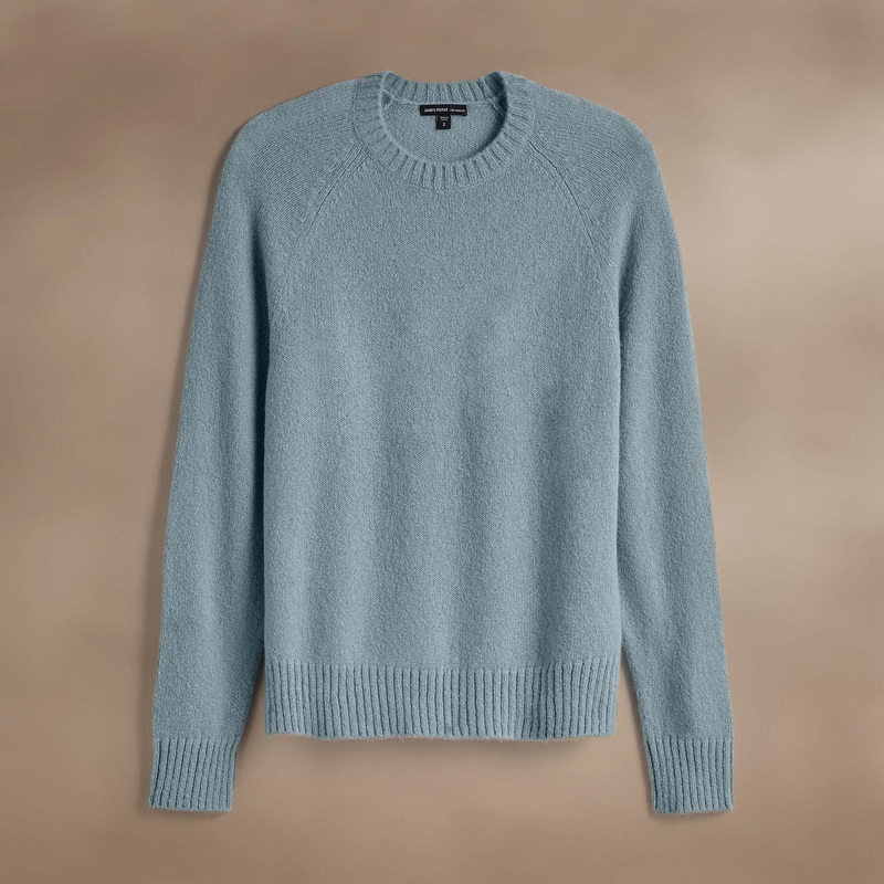 Lightweight Textured Cashmere Crew – Azure