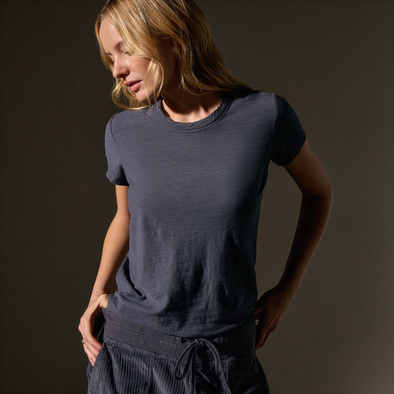 Sheer Slub Crew Neck Tee – Blue Noir
