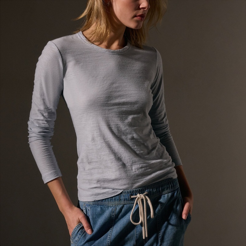Sheer Slub Long Sleeve Crew – Grey Glacier