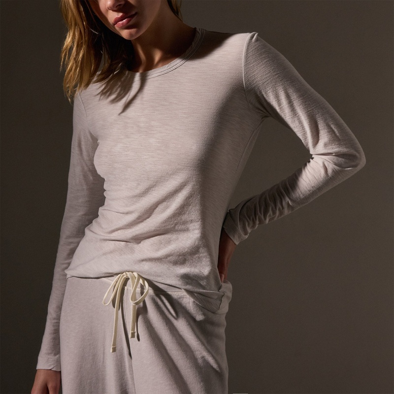 Sheer Slub Long Sleeve Crew – Light Mist