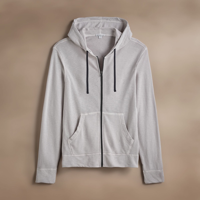 Vintage French Terry Zip Up Hoodie – Light Mist Pigment