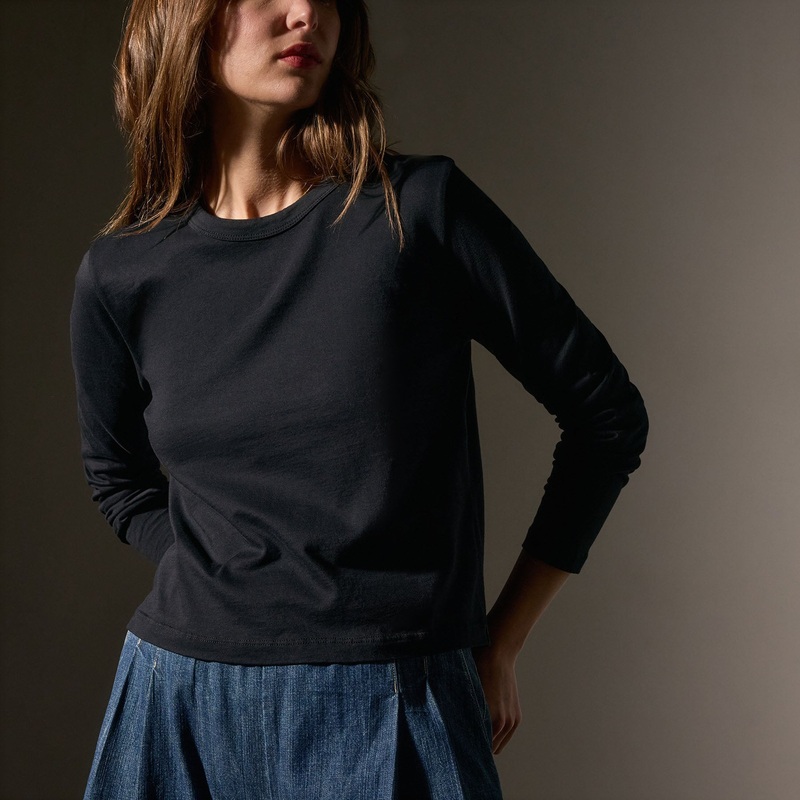 Brushed Elevated Jersey Long Sleeve Tee – Black