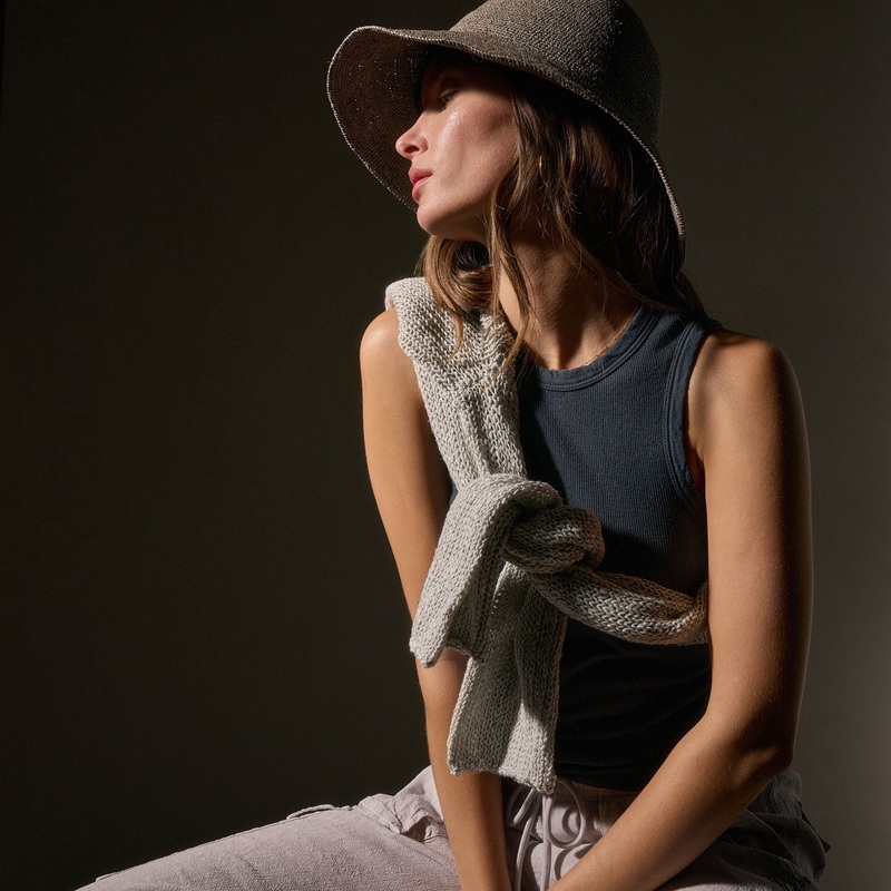 Cotton Cashmere Rib Shell Top – Asphalt