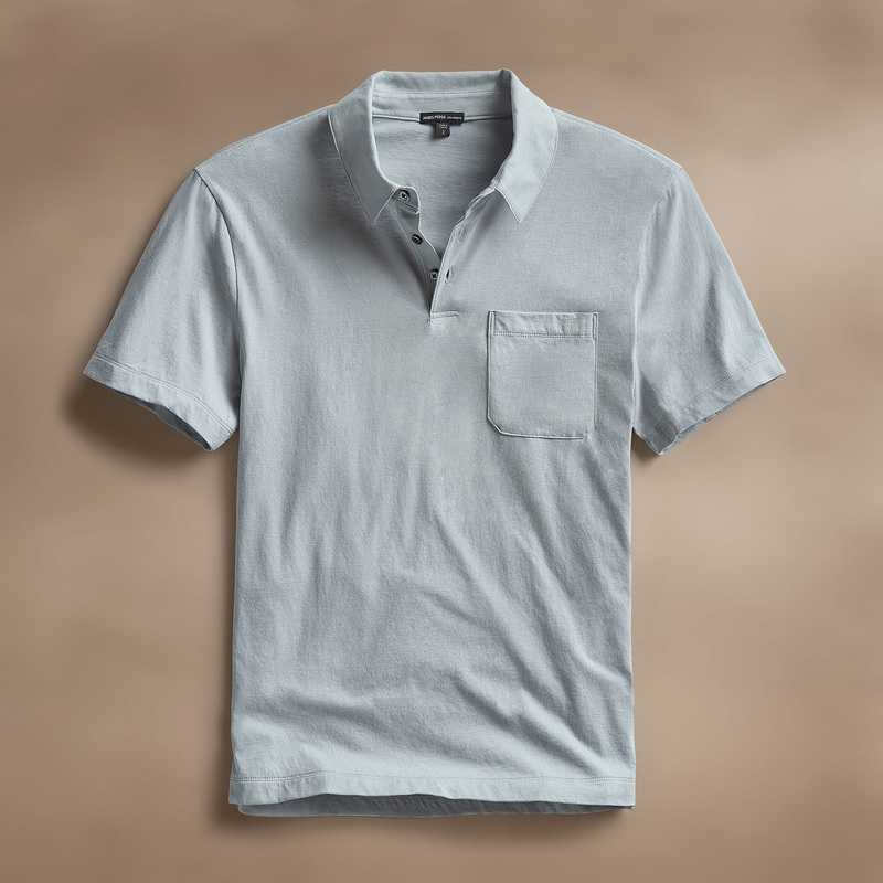 Cotton Linen Pocket Polo – Grey Sky