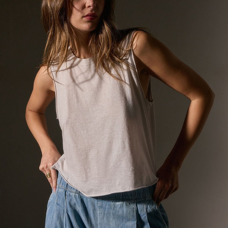 Cotton Linen Silk Shell Top – Light Mist