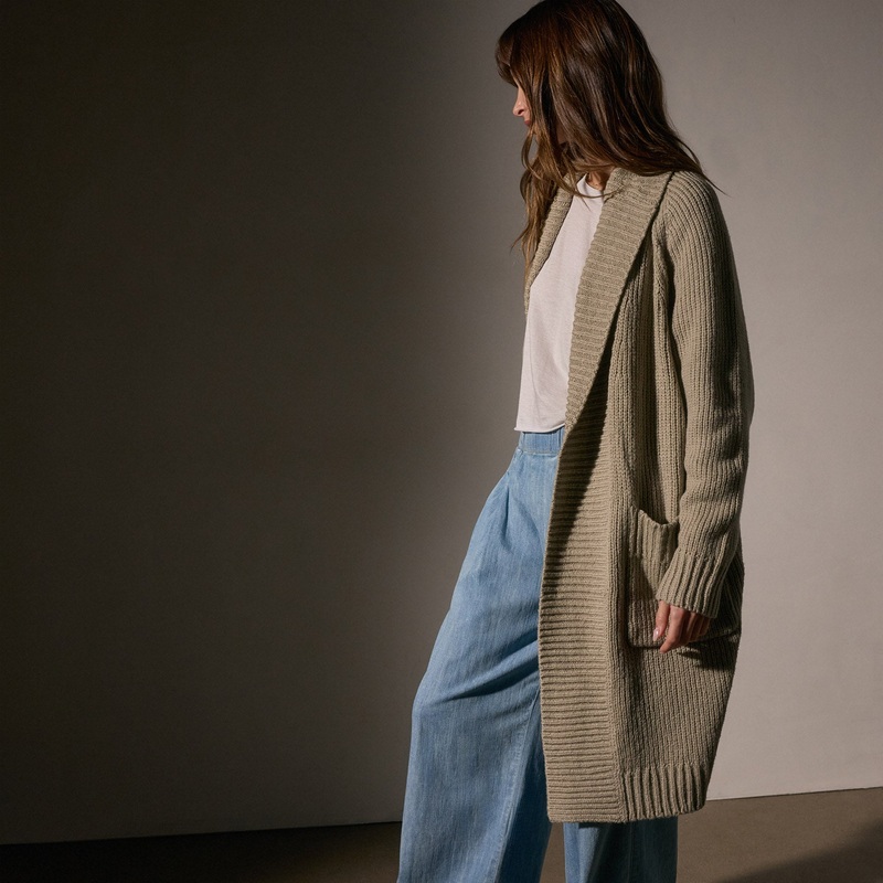 Cotton Shawl Collar Cardigan – Overcast