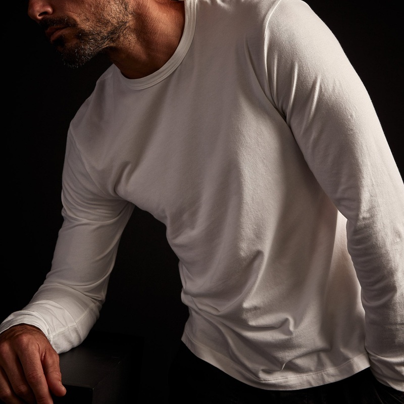 Elevated Lotus Jersey Lounge Crew – White