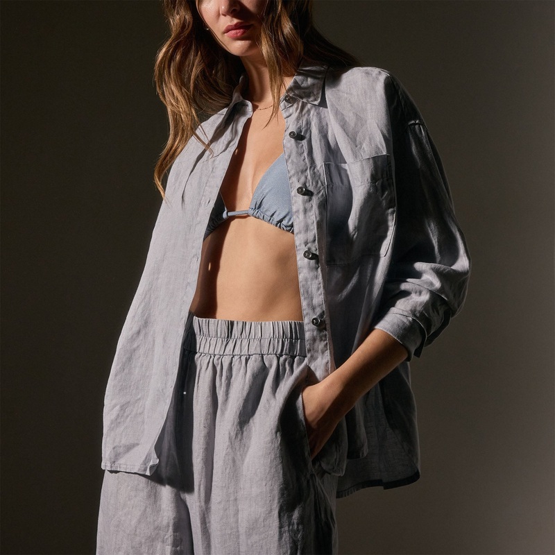 Linen Oversized Shirt – Grey Sky Pigment