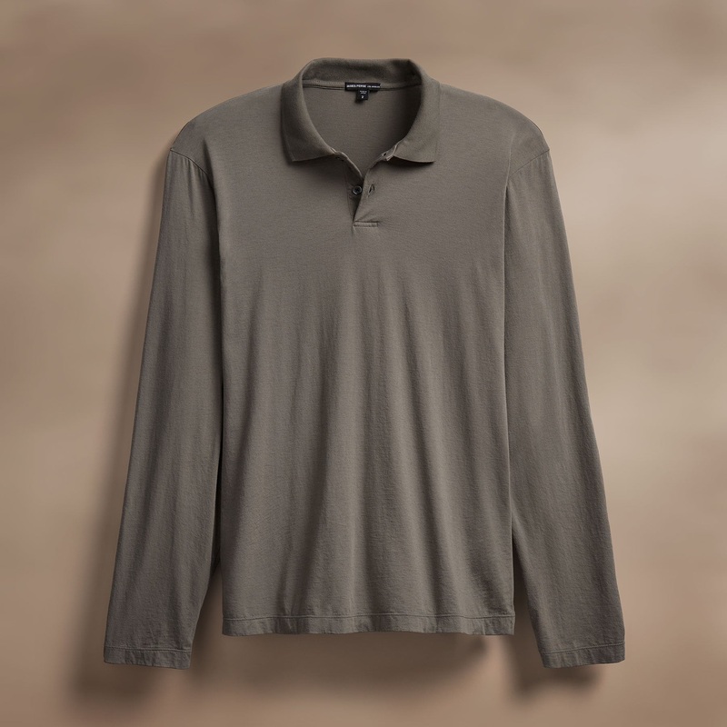 Luxe Lotus Jersey Long Sleeve Polo – Granite