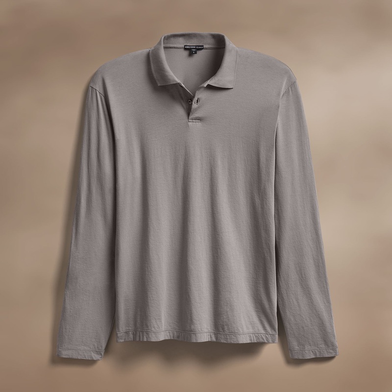 Luxe Lotus Jersey Long Sleeve Polo – Wolf