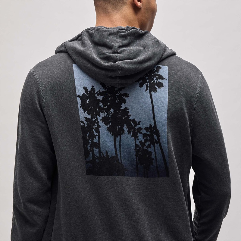 Ombr Palms Graphic Hoodie – Carbon Pigment/Blue