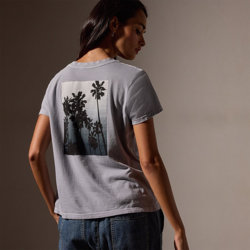 Ombr Palms Graphic Tee  – Breeze Pigment/Grey