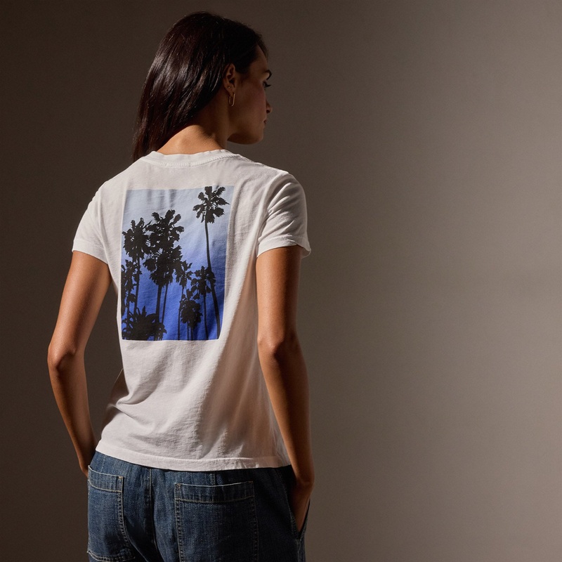Ombr Palms Graphic Tee – White/Blue