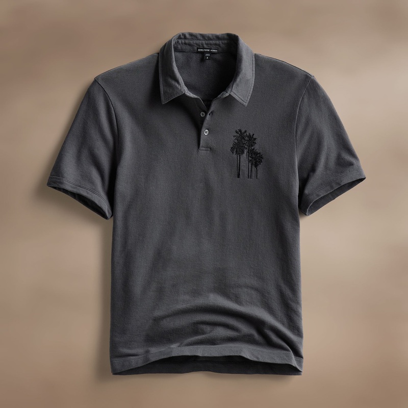 Palm Tree Embroidered Polo – Magma/Black