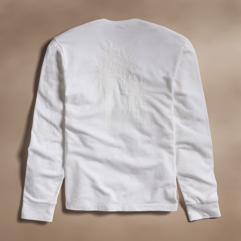 Palm Tree Embroidered Sweatshirt – White/White