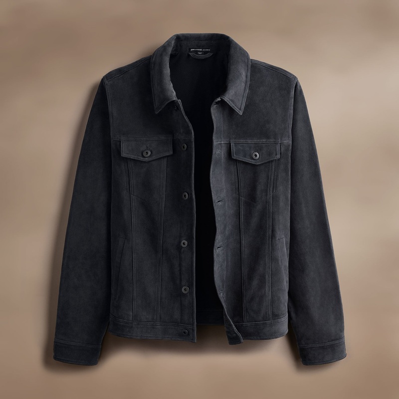 Suede Trucker Jacket – Smokey Grey
