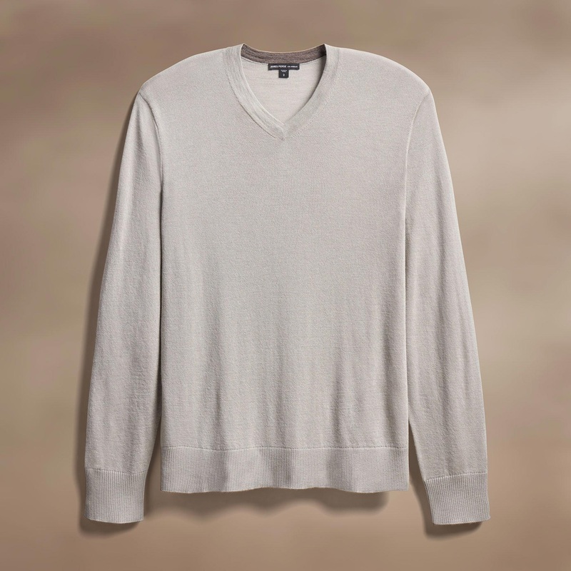 Ultrafine Cashmere V Neck Sweater – Concrete