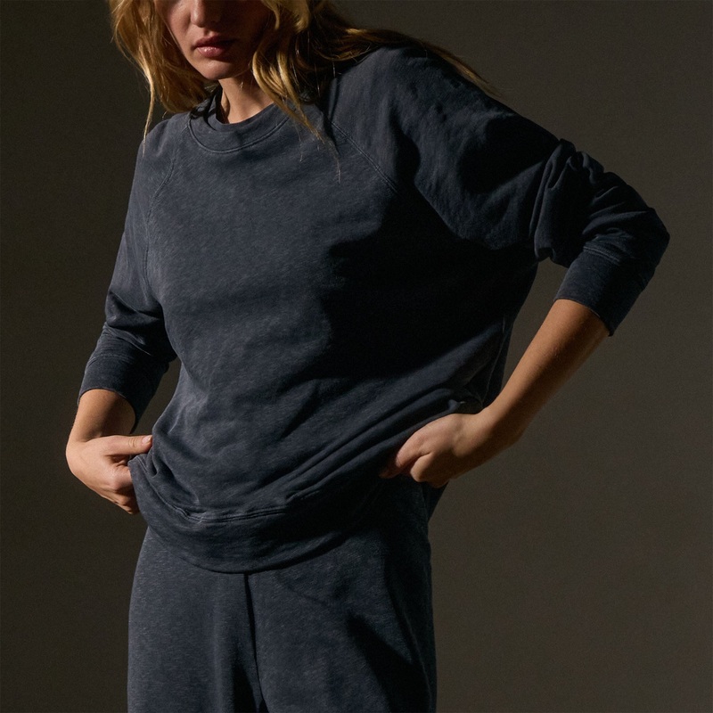 Vintage French Terry Relaxed Sweatshirt – Blue Noir Pigment