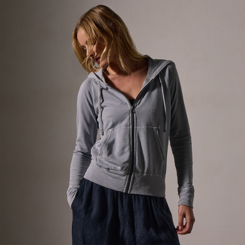 Vintage French Terry Zip Up Hoodie – Grey Sky Pigment