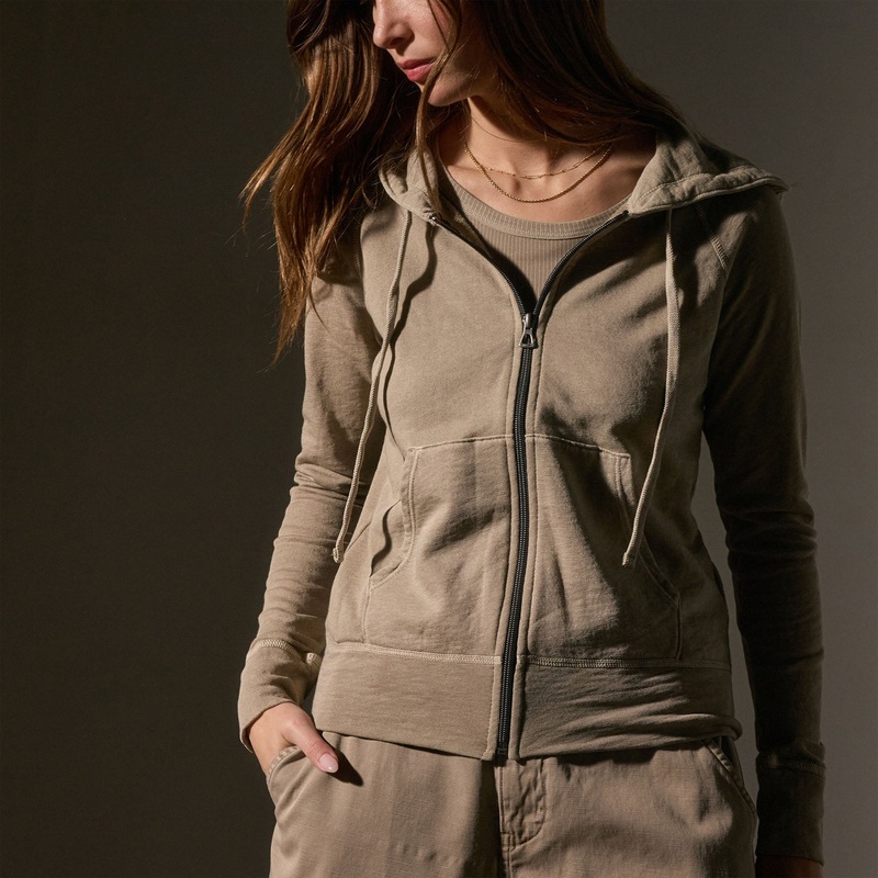Vintage French Terry Zip Up Hoodie – Overcast Pigment