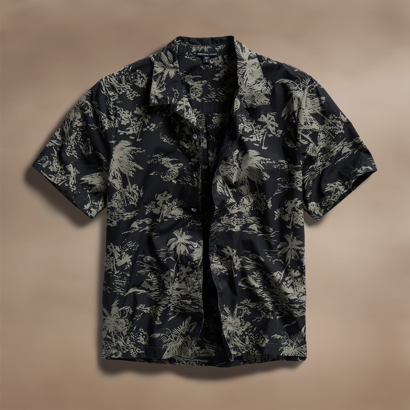 Brandlera Print Short Sleeve Shirt – Black/Army Green Pigment