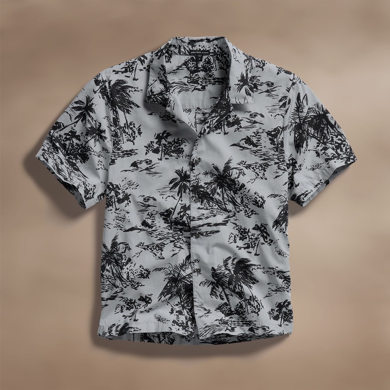 Brandlera Print Short Sleeve Shirt – Grey Glacier Pigment/Black
