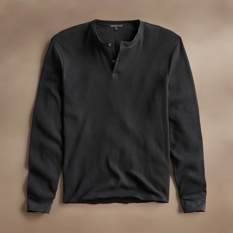 Cotton Linen Waffle Henley – Magma
